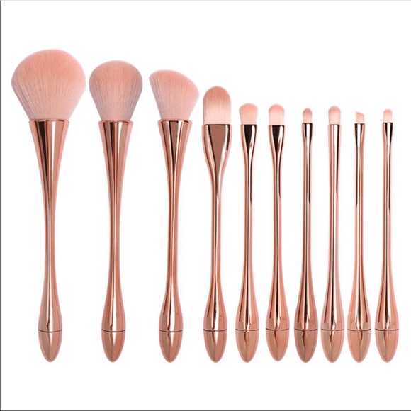 10 Piece Rose Gold Makeup Brush Set - Picture 7 of 8